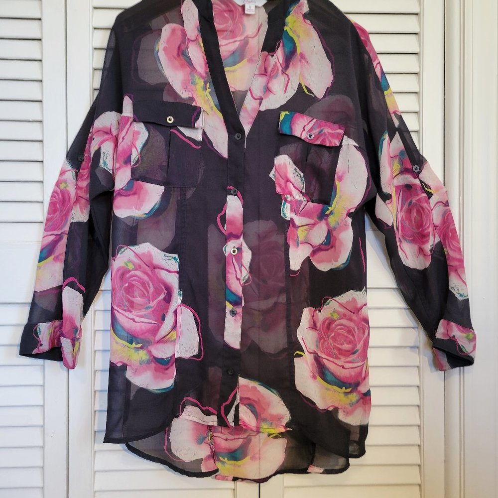 Candie's Lovely blouse/tunic button down  size S